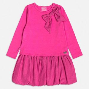 Vestido Manga Longa com Saia Balonê Rosa