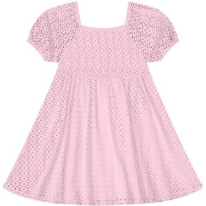 Vestido Menina Malha Trabalhada Pink