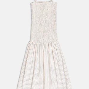 Vestido Midi Listrado Off White