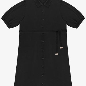 Vestido Midi Manga 3/4 Plus Size Preto