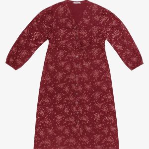 Vestido Midi Manga Longa Plus Size Vermelho