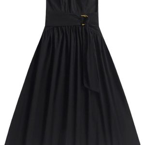 Vestido Midi Tricoline Preto