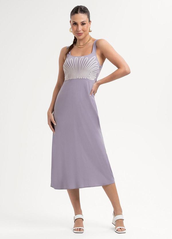 Vestido Midi em Viscose Roxo