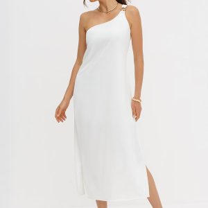 Vestido Ombro Só Maxi Longuete Off White Nailde