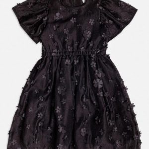 Vestido Preto com Flores 3d Preto