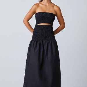 Vestido Preto de Lastex Preto
