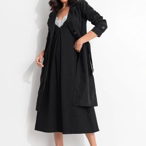 Vestido Preto em Malha Texturizada