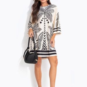 Vestido T-Shirt Big Listra Tropical Bege