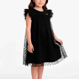 Vestido em Tule Poa Preto