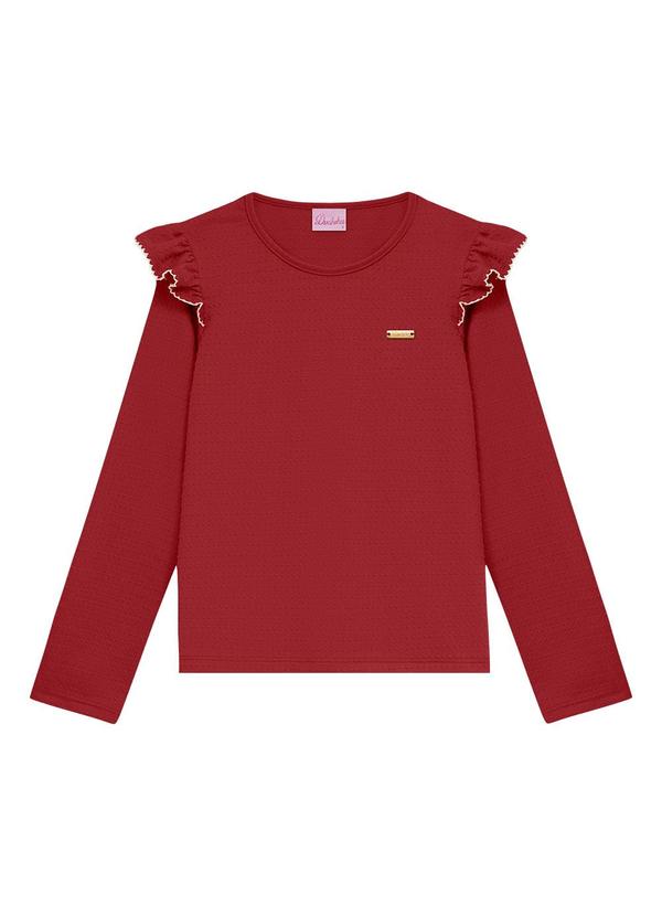 Blusa Infantil com Babado Bordô