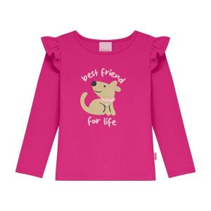 Blusa Infantil com Babado Rosa