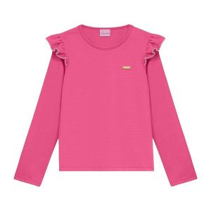 Blusa Infantil com Babado Rosa