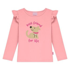 Blusa Infantil com Babado Rosa