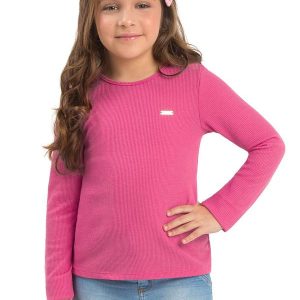Blusa Infantil com Plaquinha Rosa