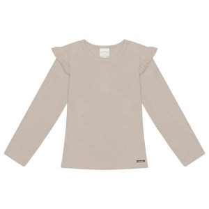 Blusa com Babados no Ombro Bege