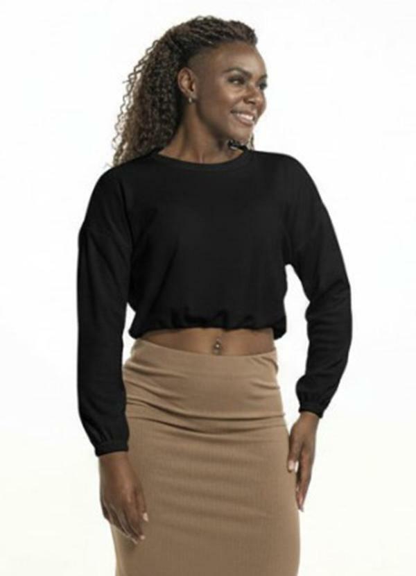 Blusa com Punho e Barra Preto