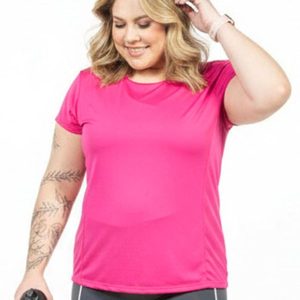 Blusa com Recorte Plus Size Rosa