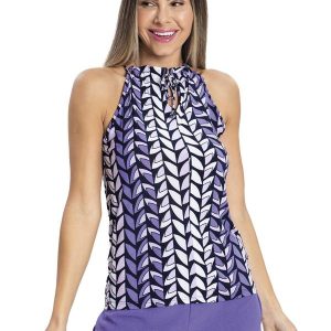 Blusa de Alça Feminina Estampada Azul