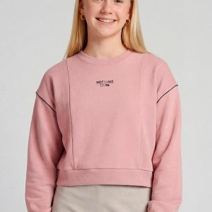Blusão Moletom e Ribana com Estampa Rosa