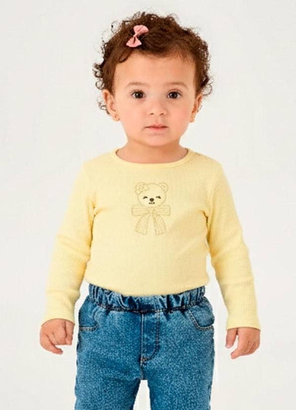 Body Ribana com Elastano Leve Amarelo