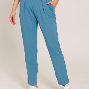 Calça Carrot em Moletinho Azul