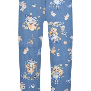 Calça Estampada em Malha Soft Azul