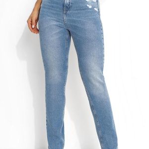Calça Jeans Boot Cut com Bolsos e Puídos Sawary