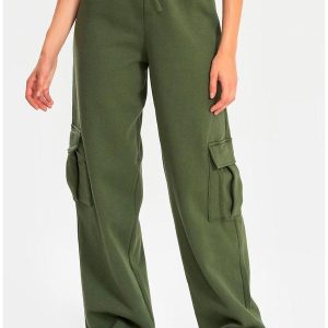 Calça Moletom Reta Cargo Verde Militar