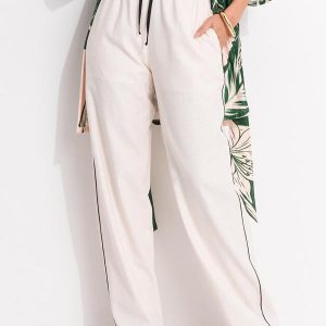 Calça Reta Natural em Linho