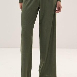 Calça Reta de Malha Verde