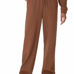 Calça Reta em Moletom Marrom