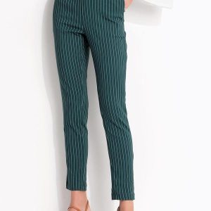 Calça Risca de Giz Verde em Bengaline