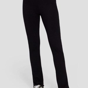 Calça Slim Flare em Ribana Preto