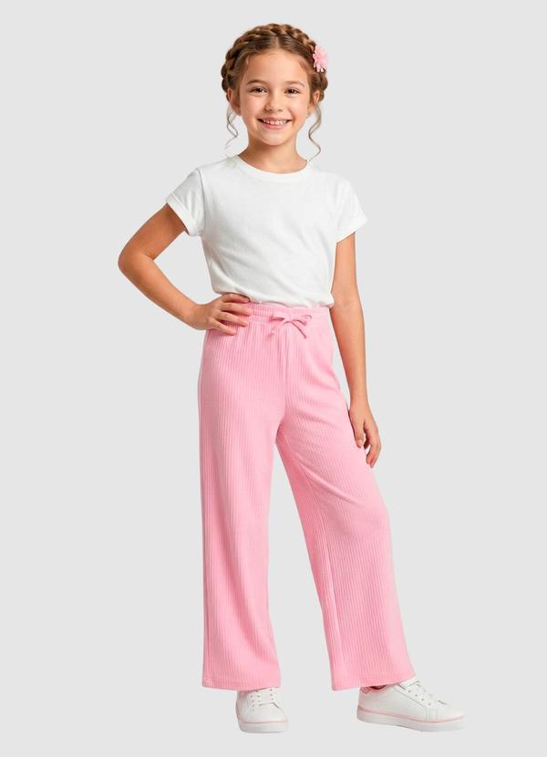 Calça Wide Leg Ribana Rosa
