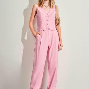 Calça Wide Leg Rosa