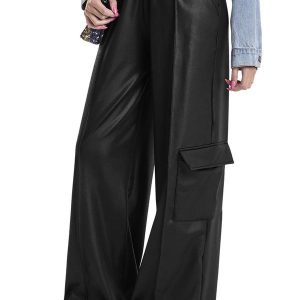 Calça Wide Leg em Malha Cirrê Juvenil Preto