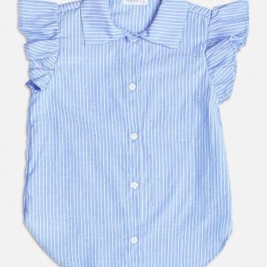 Camisa Azul Listrada com Strass Azul
