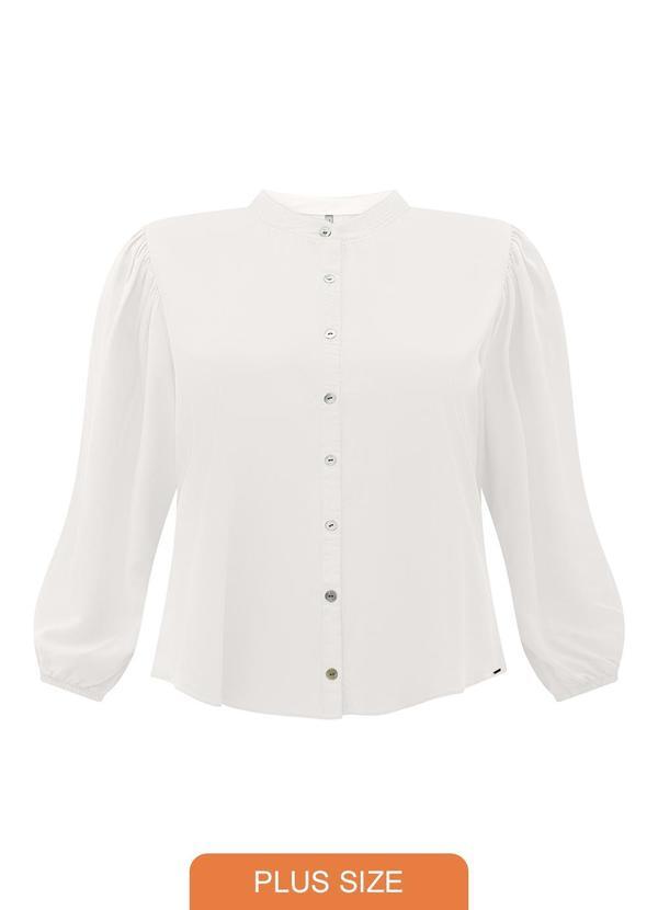 Camisa Plus Size com Gola Padre Branco