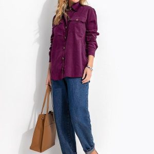 Camisa Roxo em Veludo Cotelê