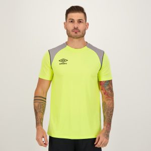 Camisa Umbro Color Pipe Verde Limão e Cinza