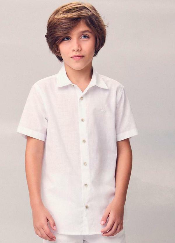 Camisa com Botões Rajados Branco