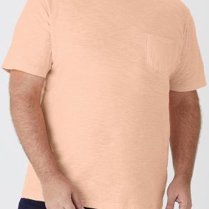 Camiseta Rajada com Bolso Plus Pêssego