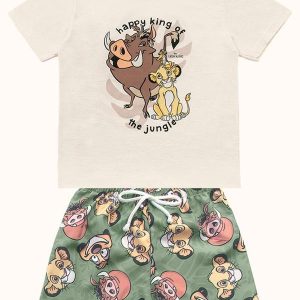 Cj.Camiseta/Bermuda Rei Leao Bege