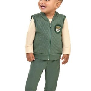 Conjunto Bebê Menino Colete e Calça Bege