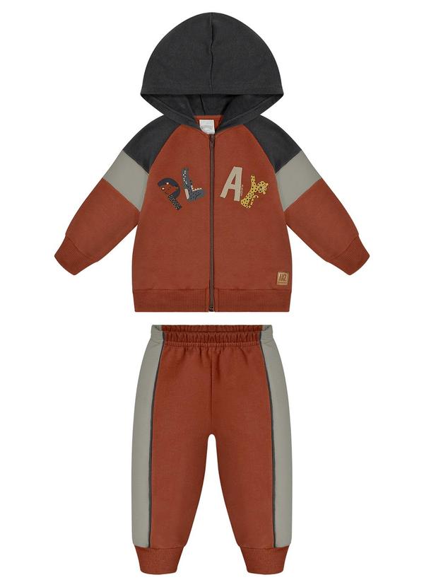 Conjunto Bebê Menino com Jaqueta e Calça Laranja
