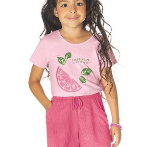 Conjunto Blusa com Shorts Rosa