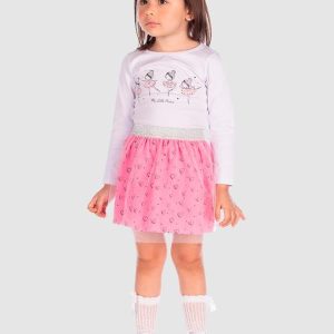 Conjunto Blusa e Saia de Tule Rosa