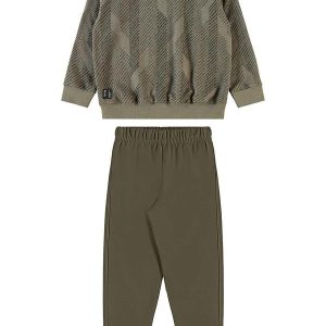 Conjunto Blusão Listrado e Calça Verde