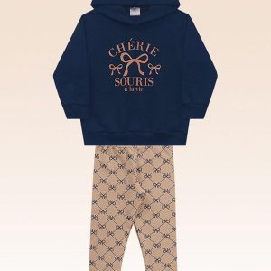 Conjunto Blusão com Capuz e Legging Azul