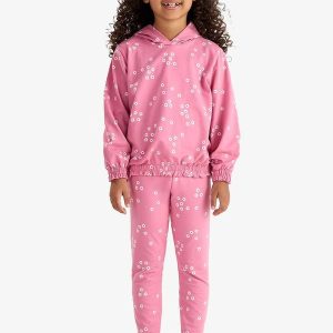 Conjunto Blusão com Capuz e Legging Rosa